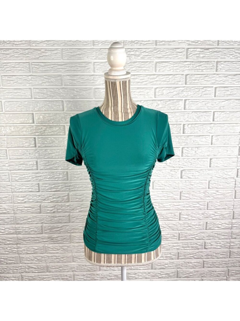 Popular 21 Teal Ruched Short Sleeve Shirt Size Large